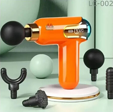 Yeni Nesil Darbeli Titreşimli Şarjlı Sporcu Masaj Tabancası 4 Başlıklı LC-002  