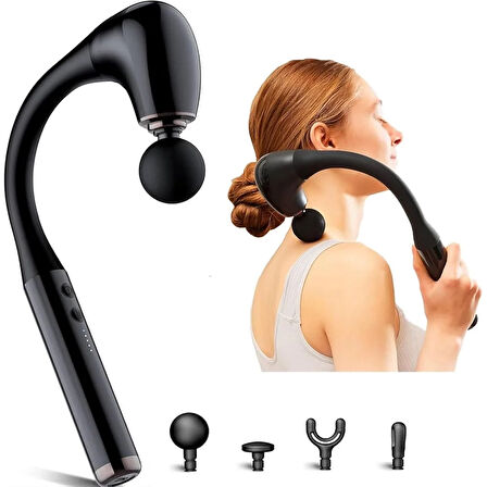 Masaj Çekici, 9 Hızlı Derin Doku Perküsyonu, 4 Başlıklı Uzun Saplı Boyun ve Sırt Masaj Aleti  