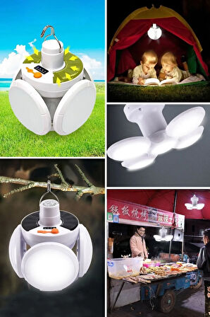 Solar Güneş Enerji Ve Usb Sarjlı 5 Kanatlı Led Lamba  