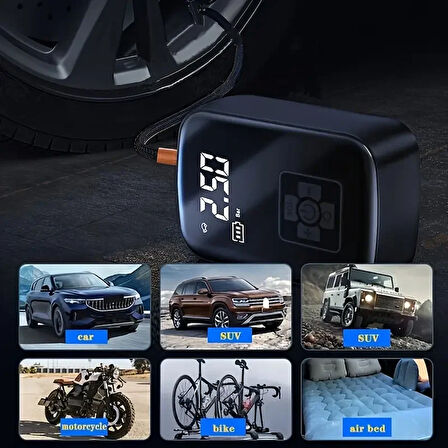 Mini Kablosuz Dijital Taşınabilir Kompresör Araç Lastik Top Şişirme Pompası Hava Kompresörü  