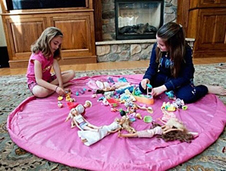 Pratik Taşınabilir Pembe Oyuncak Toplama Örtüsü Oyun Parkı Hurcu  