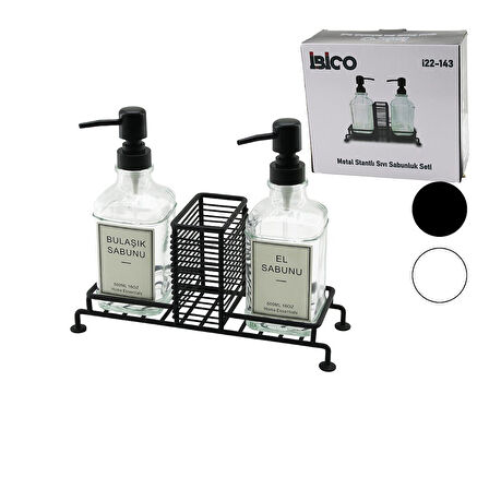 3 PCS METAL STANDLI - CAM SIVI SABUNLUK SETİ SÜNGERLİK (4490)