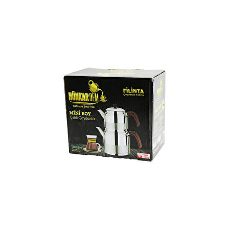 FİLİNTA MİNİ BOY ÇELİK ÇAYDANLIK SETİ ÇİFT KAPAKLI RENKLİ BAKALİT KULP ÜST DEMLİK: 1LT - ALT SULUK: 1.5LT KENDİNDEN SÜZGEÇLİ (4490)