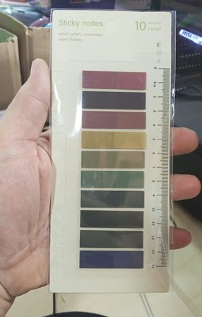 10 Renkli Cetvelli Şeffaf İndeks Sticker Retro Koyu Pastel Kitap İşaretleyici Yapışkanlı Not (200 Yaprak)