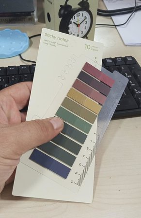 10 Renkli Cetvelli Şeffaf İndeks Sticker Retro Koyu Pastel Kitap İşaretleyici Yapışkanlı Not (200 Yaprak)