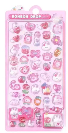 3D Kabarık Pofuduk Çıkartma Sticker Seti Defter Telefon Süsü (3 Farklı Tema) M2