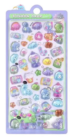 3D Kabarık Pofuduk Çıkartma Sticker Seti Defter Telefon Süsü (3 Farklı Tema) M2