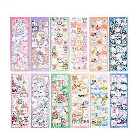 5 Adet 12 cm x 4 cm Çıkartma Lazer Sticker Seti Defter Telefon Süsü