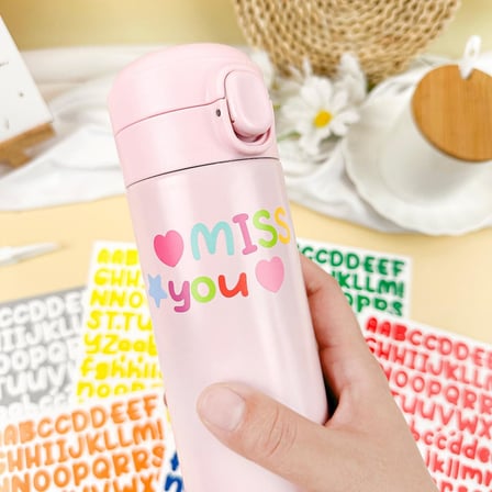 Dayanıklı Pastel Laptop Defter Telefon Etiketleri Alfabe Sticker Sayfası 