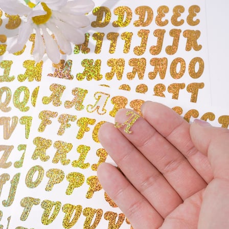  Simli Harfler ve Sayılar Sticker Alfabe Süsleme  Etiketi Gold
