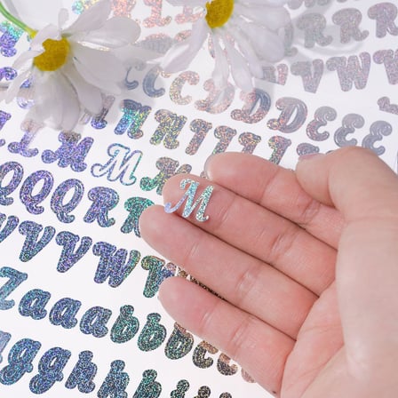  Simli Gümüş Harfler ve Sayılar Sticker Alfabe Süsleme Etiketi Silver 