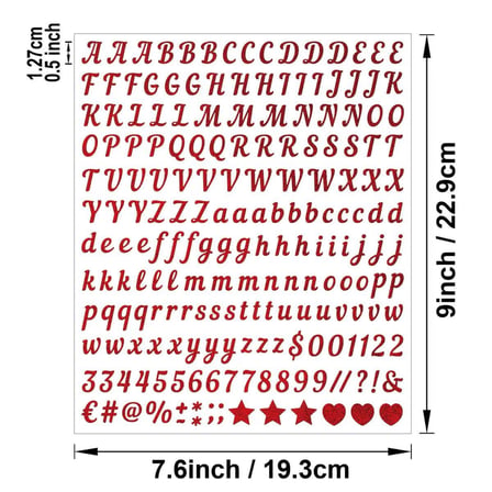  Simli Rose Harfler ve Sayılar Sticker Alfabe Süsleme Etiketi Kırmızı