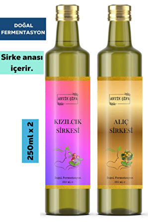 Alıç Sirkesi ve Kızılcık Sirkesi ( 250 ml + 250 ml ) - Doğal Fermente