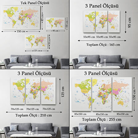 Harita Sepeti Dünya Haritası Dekoratif Kanvas Tablo 1069