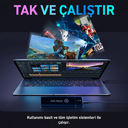 NPO DK02 NVMe M.2 900/1000Mb/s 256GB USB-A/Type-C Kablolu Taşınabilir Harici SSD
