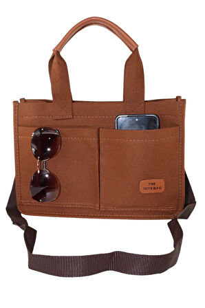 Kanvas El Ve Omuz Çantası. Kahverengi El Çantası. Kadın El Çantası. Kahverengi Omuz Çantası. Çanta