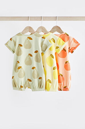 Next Baby % 100 Pamuklu Meyve Desenli 3’lü Romper Set