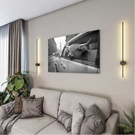 Hayvan Cam Tablo - Sevimli Dostlar Arabada - Yatay Motif 04-006