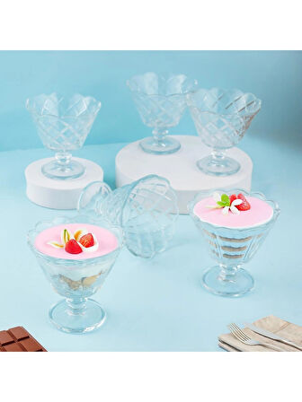 Porsima 1108 6lı Ayaklı Dondurma Magnolia Kasesi Sunum Kase Seti