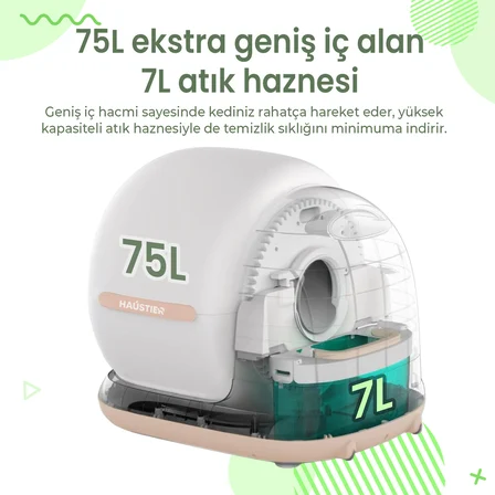 Haustier CB002 Bej Kameralı Kedi Tuvaleti + QQ003 Beyaz Mama Kabı + WF007L Beyaz Kedi Su Pınarı 3’lü Set (Türkiye Garantili)