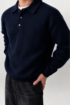 Erkek Polo Yaka Oversize Triko Kazak – Rahat Kalıp