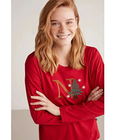  W606 Kadın Uzun Kollu Ekoseli Pijama Takımı