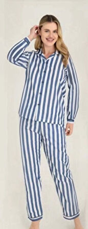Freshness 4007 Kadın Uzun Kol Çizgili Gaffuriye Pijama Takımı