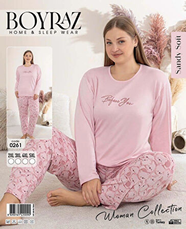 Boyraz 0261 Kadın Sandy Battal Uzun Kol Pijama Takımı