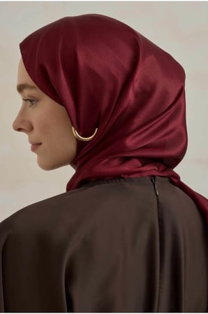 Abiye Janjan Parlak Saten Dokulu Tesettür Abiye Şifon Şal