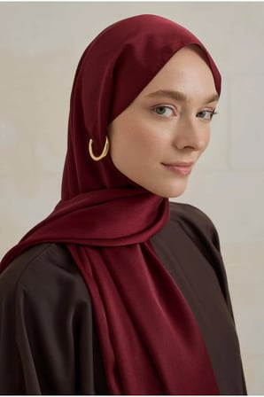 Abiye Janjan Parlak Saten Dokulu Tesettür Abiye Şifon Şal