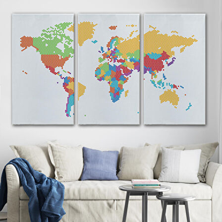 Harita Sepeti Dünya Haritası Dekoratif Kanvas Tablo 1071