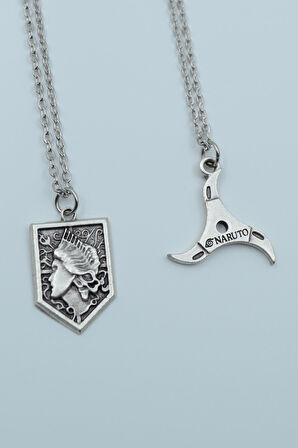 2'li Anime Attack On Titan Acrylic Maria Anime Naruto Gümüş Kaplama Kolye Seti