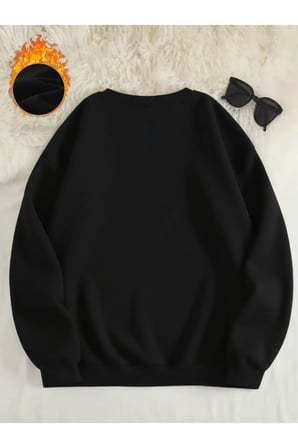 Unisex Leopar Desenli Kaplan Baskılı Bisiklet Yaka Sweatshirt