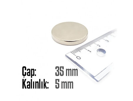 Neodyum Mıknatıs Silindir Çap 35mm , Kalınlık 5mm   ( 1 Adet)