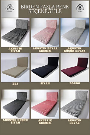 Çok Amaçlı Minder Yatak - Sünger Yer Yatağı (90x190cm kalınlık 10cm) Akustik Beyaz Kırmızı