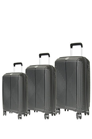 GRND 10728 PP CARMILLA- Büyük + Orta + Kabin Boy Valiz / Bavul Seti - Siyah