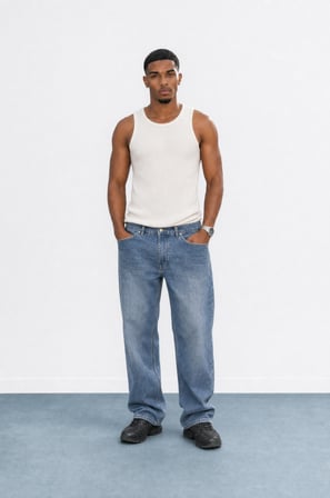 Erkek Washed Baggy Pantolon A.Mavi