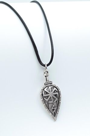 Viking Kolovrat Kalkan  Kolye Deri İp Kolye Gümüş Kaplama Erkek Kadın Kolye