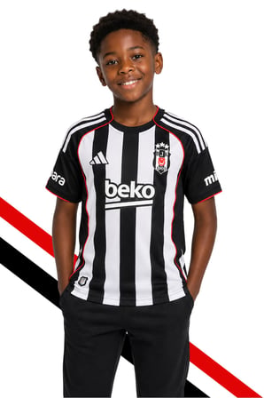 ORJİNAL LİSANSLI ADİDAS BEŞİKTAŞ FORMA 25-26 SEZON ÇUBUKLU ÇOCUK FORMASI