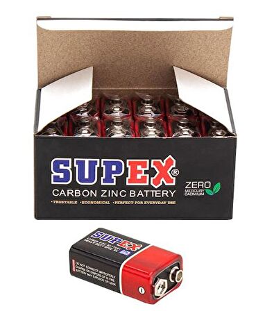 SUPEX 6F22 9 VOLT PİL (12 Lİ PAKET)