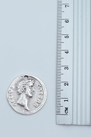 2’li Antik Roma Sikkesi Madalyon Ve Sezar Sikke Gümüş Kaplama Kolye Seti