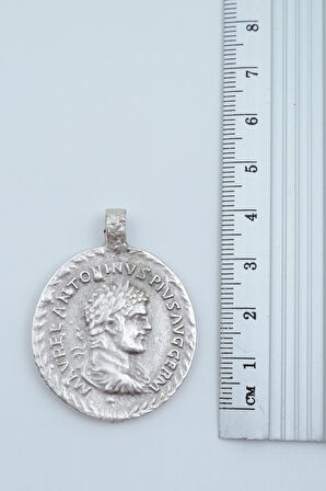 2’li Antik Roma Sikkesi Madalyon Gümüş Kaplama Kolye Seti