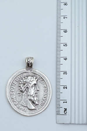 2’li Antik Roma Sikkesi Madalyon Gümüş Kaplama Kolye Seti