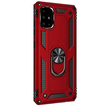 Gpack Samsung Galaxy M51 Kılıf Tank Koruma Vega Standlı Yüzüklü Mıknatıslı