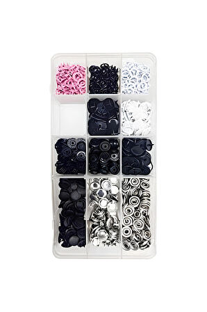 503 Adet Set Plastik Metal Kapaklı Çıt Çıt ve El Pensesi Çakım Seti 9.5mm-10.5mm-12.5mm