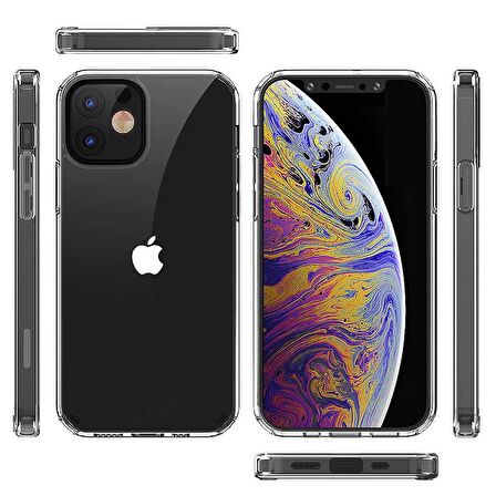 Gpack Apple iPhone 12 Kılıf Coss Şeffaf Sert KapakNano Glass