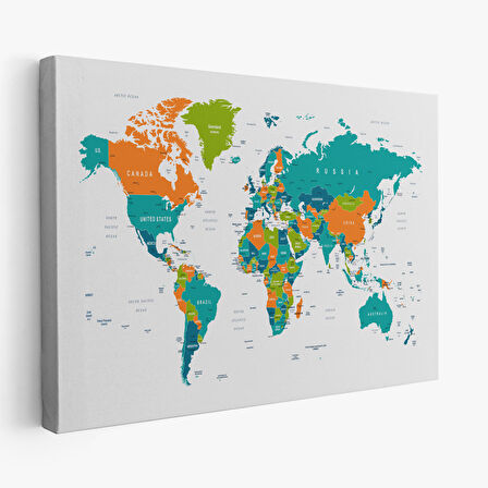 Harita Sepeti Dünya Haritası Dekoratif Kanvas Tablo 1076