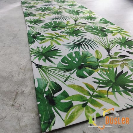 Düşler Ev Tekstili 40x120 Tropikal Palmiye Yeşil Çiçek Yaprak Monstera Desenli Su ve Leke İtici Duck Kumaş Yemek Masası Örtüsü Dikdörtgen Runner 
