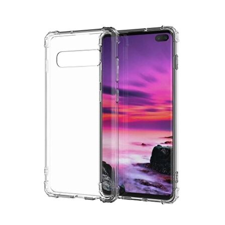 Smcase Samsung Galaxy S10 Kılıf Darbe Korumalı Silikon   Kenarları Kısa Cam