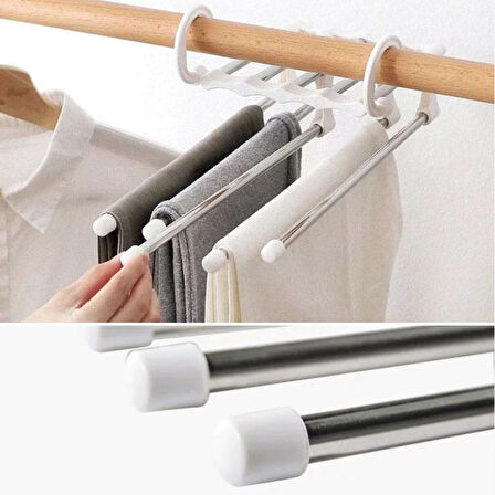 Hareketli Dolap İçi Pantolon Kravat Şal Askı Sistemi Düzenleyici Katmanlı Askılık Organizer (5224)